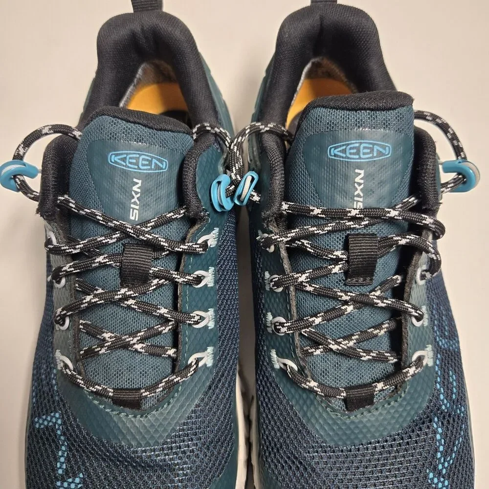KEEN NXIS Evo Womens 8 Waterproof Hiking Shoes Sea Moss Ipanema Blue Sneaker
